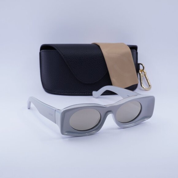 Loewe LW40033I 24C Rectangle Sunglasses – Pearlescent Silver/Silver Mirror - Picture 8 of 12